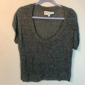 Graham & Spencer Linen Viscose Blend Scoop Neck Grey Shirt  L